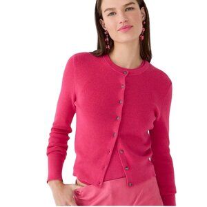 J.Crew The Ribbed Jackie Cardigan Sweater Classic Pink Crewneck 2023 Size S